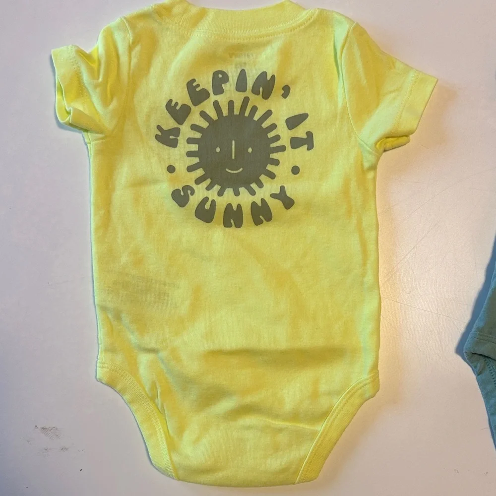 Carter's Yellow Sun and Green Little Brother Bodysuits